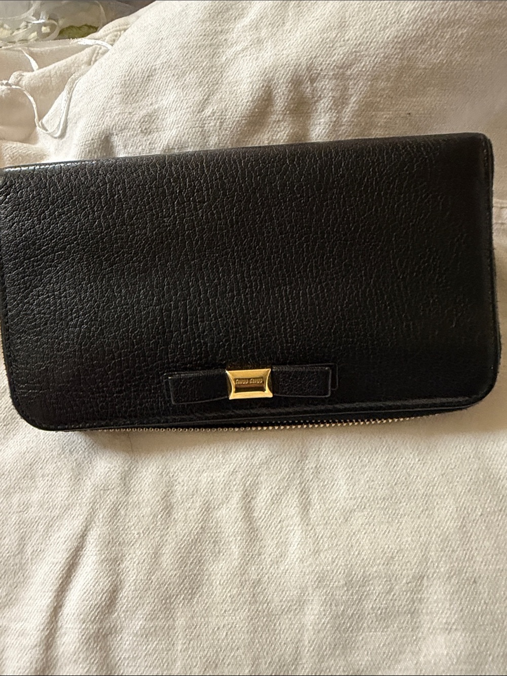 Miu Miu Black Leather Zip Around Wallet | Authentic Certificate of Authenticity